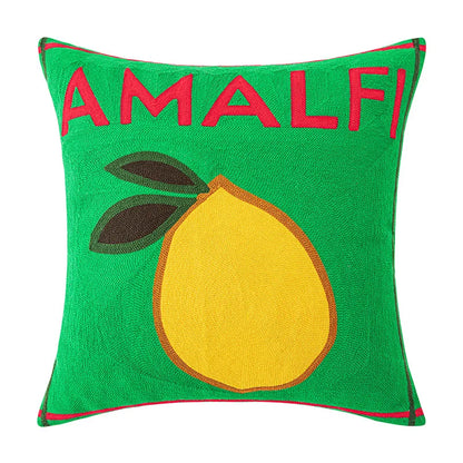 DecorBites™ Embroidered Lemon Cushion Cover | Ins Style Green Pillowcase Home Decor