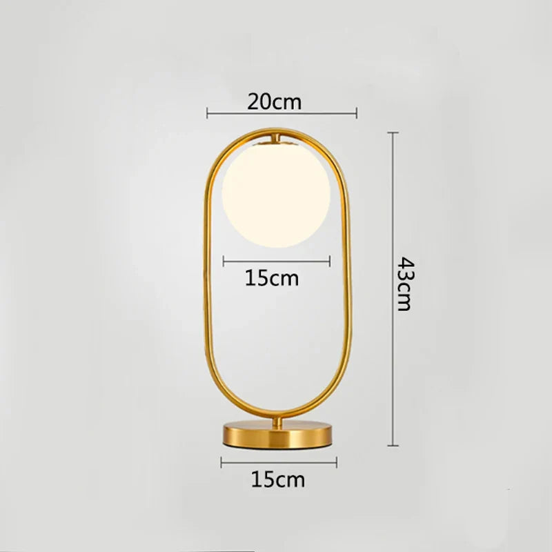 DecorBites™ Brass Glass LED Table Lamp | Modern Bedside Reading Desk Light