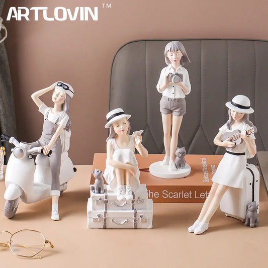 DecorBites™ Kawaii Girl Figurine Sculpture for Room Decor and Desk Accessories