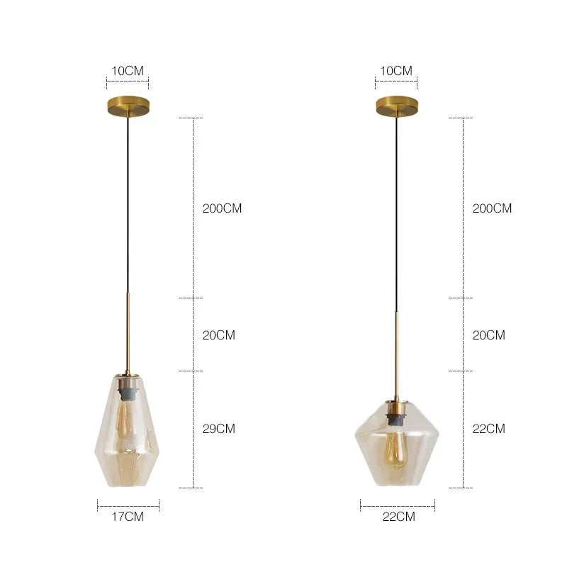 DecorBites™ Glass Chandelier Lighting for Home Dining Room Kitchen Decor Pendant Lights