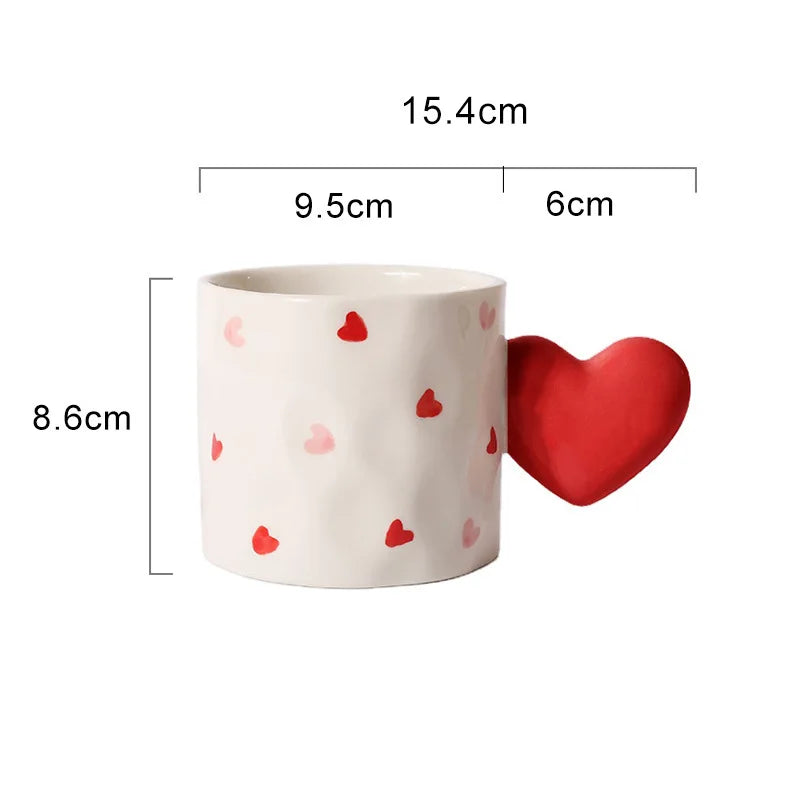 DecorBites™ Heart Design Ceramic Coffee Tea Cup Set