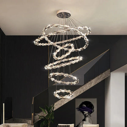 DecorBites™ Crystal Chandelier: Modern Minimalist LED Lighting for Living Room and Villa Home