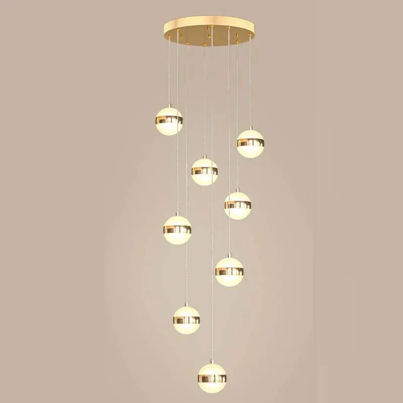 DecorBites™ Gold Acrylic Chandelier - Modern Staircase LED Lighting
