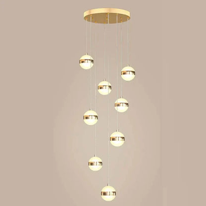 DecorBites™ Gold Acrylic Chandelier - Modern Staircase LED Lighting