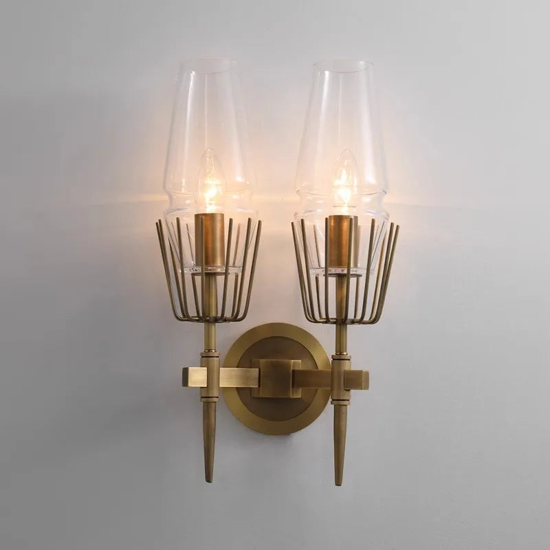 DecorBites™ Dimmable Crystal Glass Brass Wall Light for Bedroom and Bath