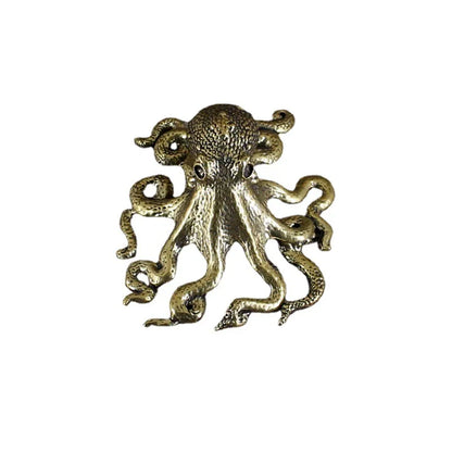 DecorBites™ Brass Octopus Sculpture: Golden Metal Home Decor Figurine