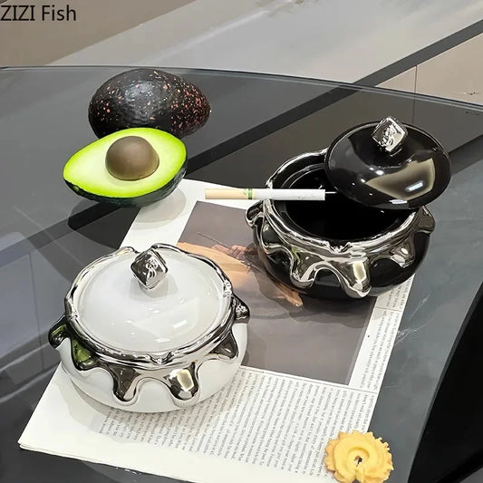 DecorBites™ Lucky Ceramic Ashtray: Premium Smoking Accessories for Weed, Home & Gifts