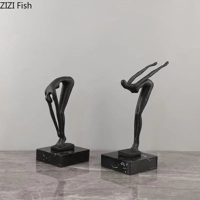 DecorBites™ Gymnast Statue Desk Ornament Metal Sculpture Room Decor