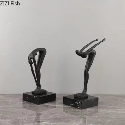 DecorBites™ Gymnast Statue Desk Ornament Metal Sculpture Room Decor