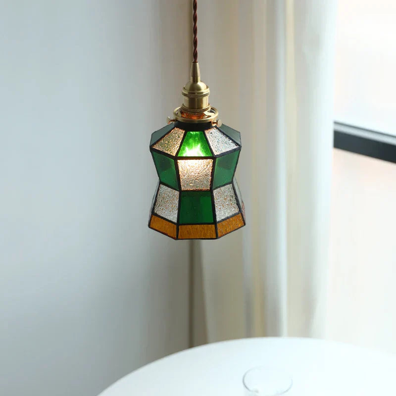 DecorBites™ Colorful Glass Tiffany Style LED Pendant Lamp, Modern Hanging Light Fixture
