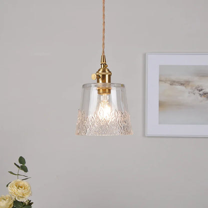 DecorBites™ Clear Leaf Glass LED Pendant Copper Switch Kitchen Dining Room Light