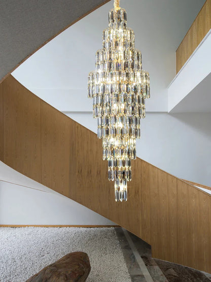 DecorBites™ Crystal Loft Pendant Light: Sleek Spiral Staircase Chandelier