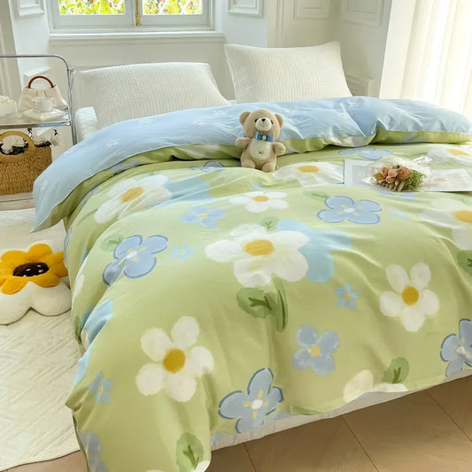 DecorBites™ Cotton Duvet Cover 240x220 King Size Flowers Design Comforter Cover