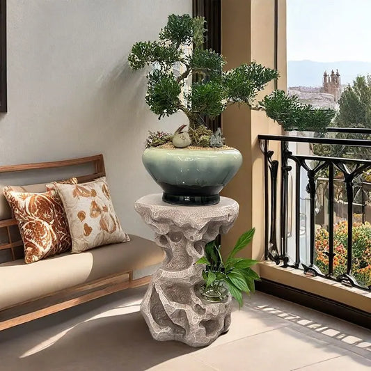 DecorBites™ Chinese Resin Floor Flower Stand, Modern Minimalist Living Room Decor