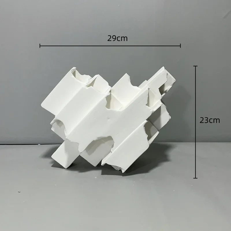 DecorBites™ Escultura geométrica de cerámica para arreglos florales, tubo cuadrado, decoración irregular