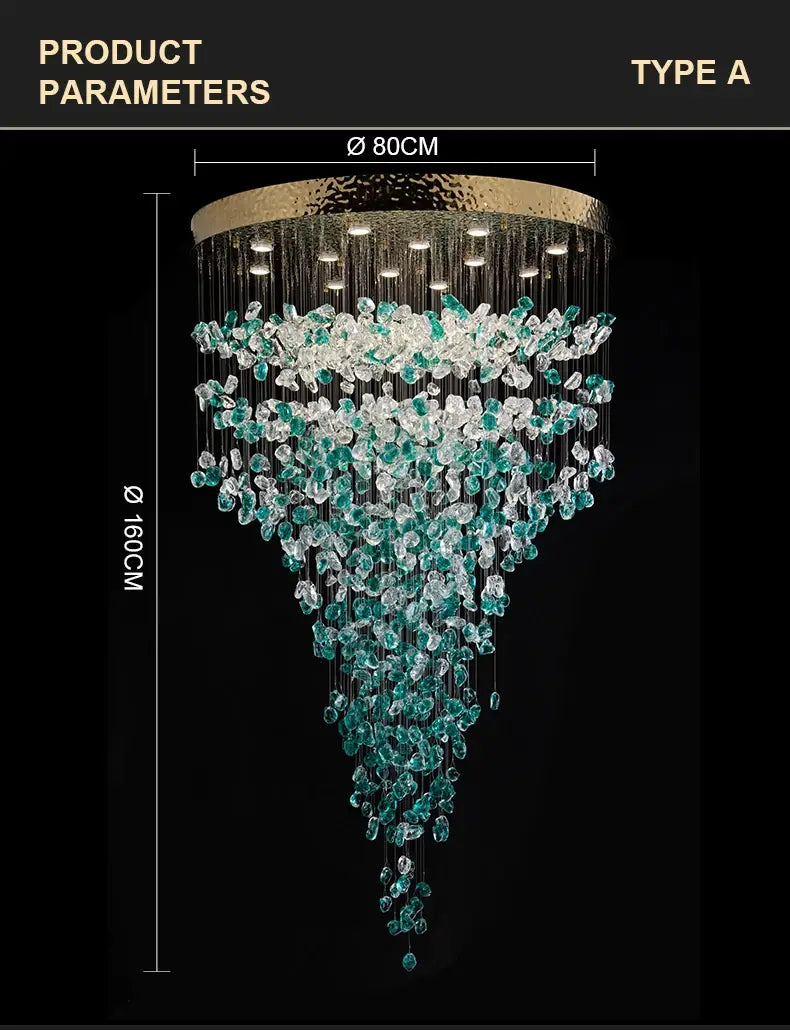 DecorBites™ Green Crystal Stone Chandelier for Modern Spaces