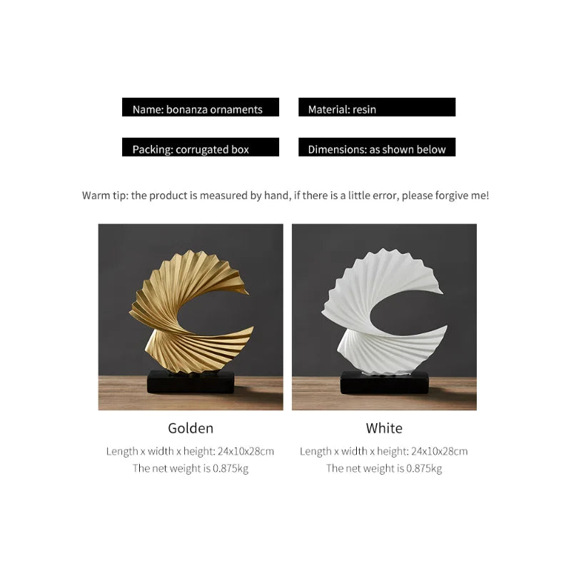 DecorBites™ Golden Resin Abstract Sculpture for Modern Home & Office Decor