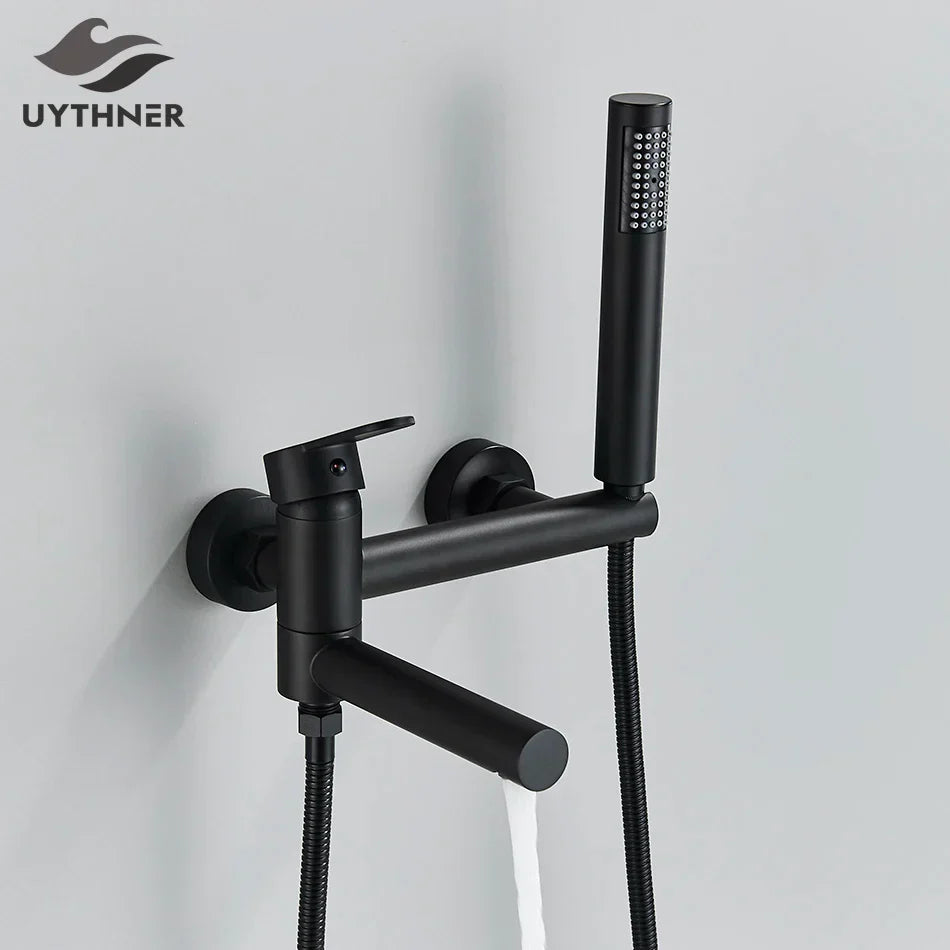 DecorBites™ Brass Wall Mounted Bathtub Shower Mixer Tap Set for Bathroom