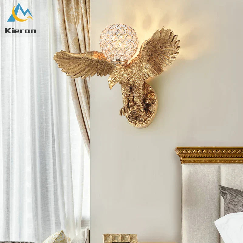 DecorBites™ Crystal Eagle LED Wall Lamp for Bedroom, Study, Living Room, Hotel, Dining Room