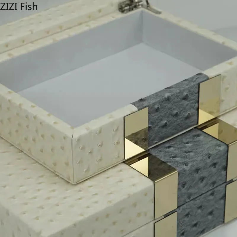 DecorBites™ Leather Jewelry Boxes Wood Cosmetic Jars Jewelry Storage Jar