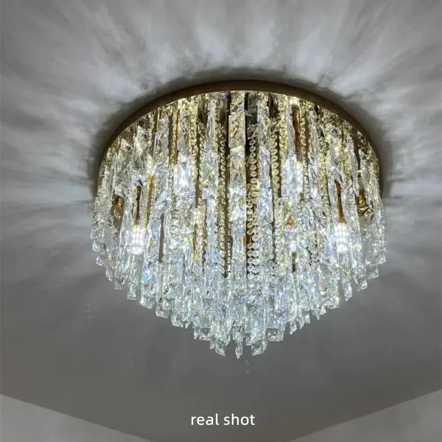 DecorBites™ Crystal Steel LED Ceiling Chandelier, Modern Art Deco Lighting Fixture
