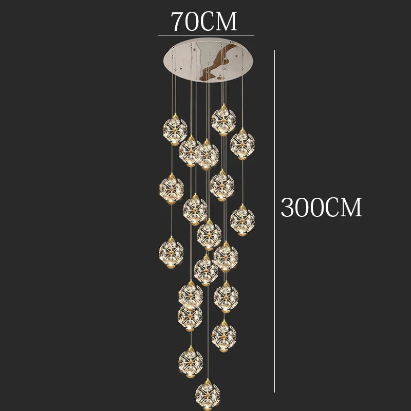 DecorBites™ Crystal Chandelier Stair Pendant Lamp Living Room Interior Lighting