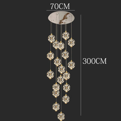 DecorBites™ Crystal Chandelier Stair Pendant Lamp Living Room Interior Lighting