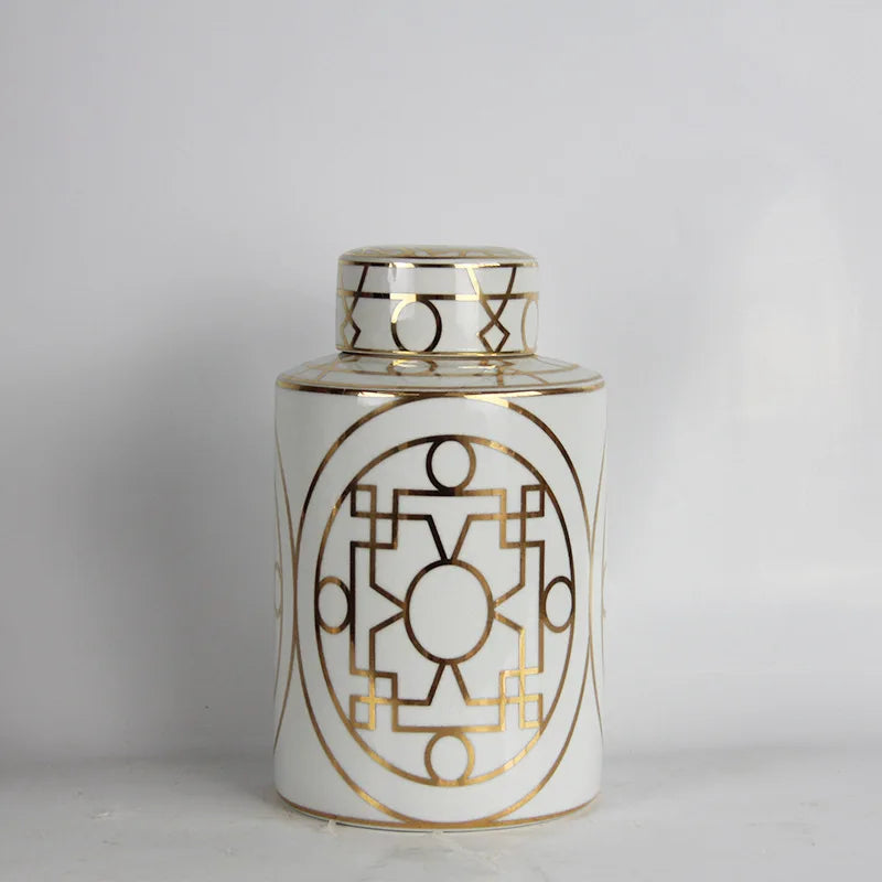 Decorbites™ Goldkorn-Keramik-Zylinder-Speichergefäß Vintage-Vase Taschentuchbox Ornamente