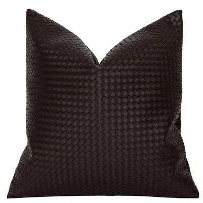 غطاء وسادة هندسي من الجلد الصناعي من DecorBites™ - غطاء وسادة عصري فاخر