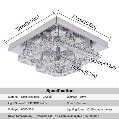 DecorBites™ Crystal Drop Chandelier Ceiling Light with RC Dimming for Modern Home Decor