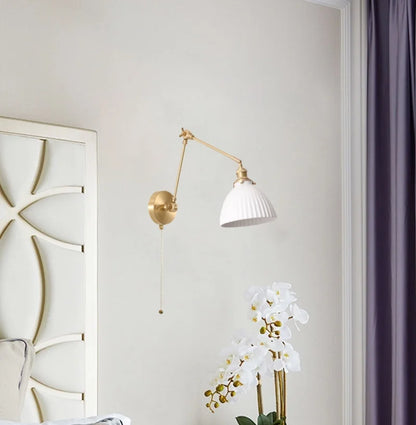 DecorBites™ Ceramic LED Wall Lamp, Pull Chain Switch, Nordic Copper, Small Size