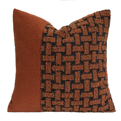 DecorBites™ Caramel Color Velvet Sofa Pillowcase with Geometric Panelled Cushion Cover
