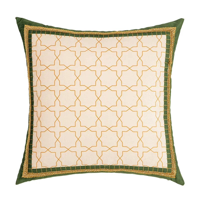 DecorBites™ Green Leaves Moss Printed Velvet Cushion Cover for Home Decor
