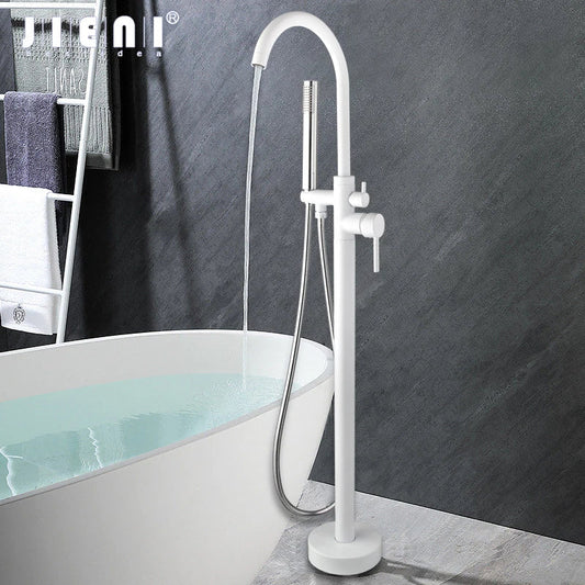 DecorBites™ Dual Handle Bathtub Faucet Set with Hand Shower, Floor Mounted Hot Cold Mixer