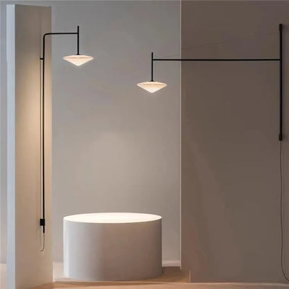 Lámpara de pared DecorBites™ de cristal LED con brazo oscilante largo para sala de estar y estudio