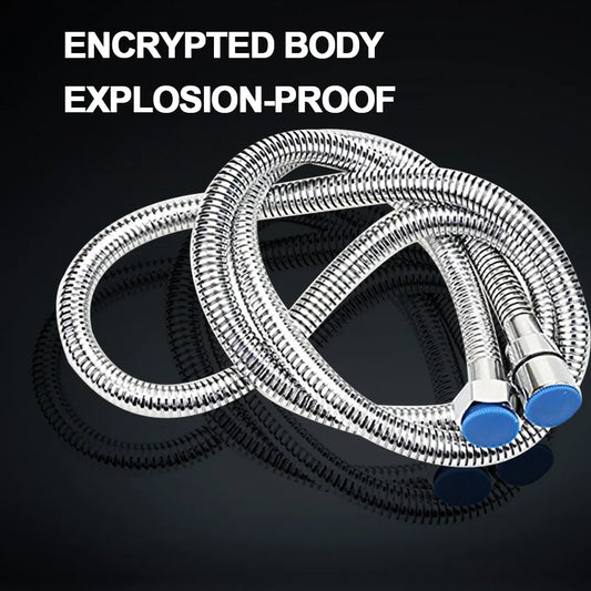 Manguera de ducha DecorBites™ de 3 m de acero inoxidable plateado para grifo común - Accesorio de baño