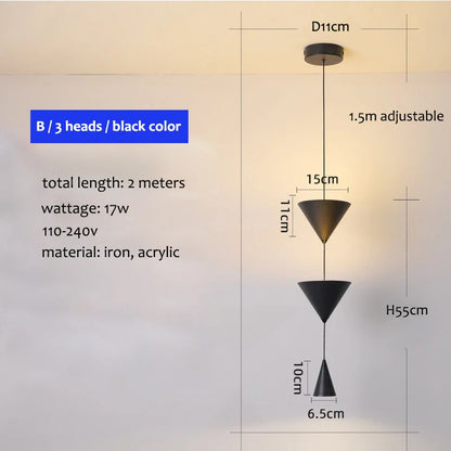 Lámpara colgante cónica DecorBites™ de 17 W, blanca y negra, estilo industrial, para isla de cocina o mesilla de noche.