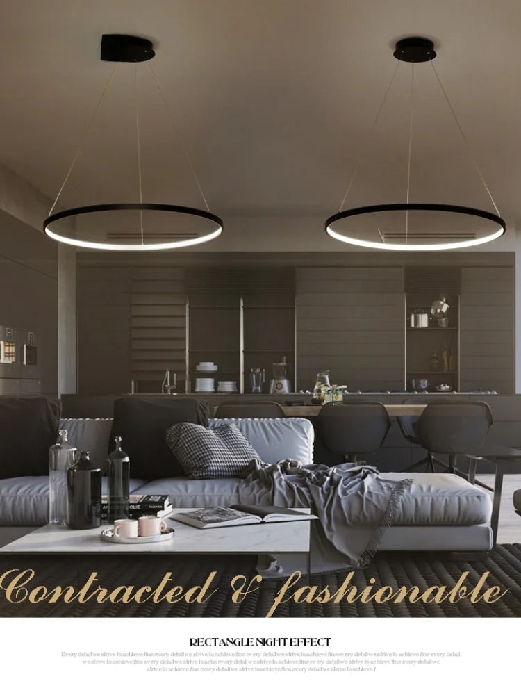 DecorBites™ Circle Rings LED Pendant Lamp, Modern Fashion Light for Living Room & Dining Room