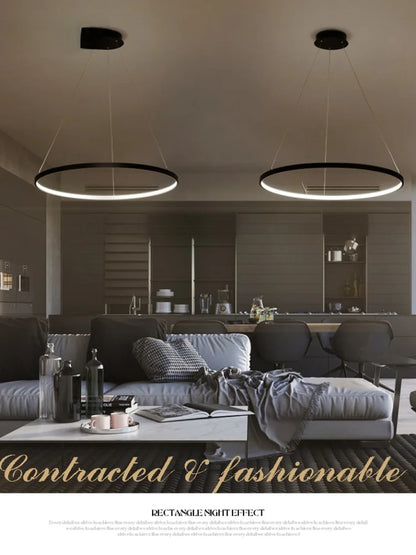 DecorBites™ Circle Rings LED Pendant Lamp, Modern Fashion Light for Living Room & Dining Room