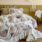 Decobites French Flowers Lace Ruffles Princess Bedding Set with 1000TC Egyptian Cotton