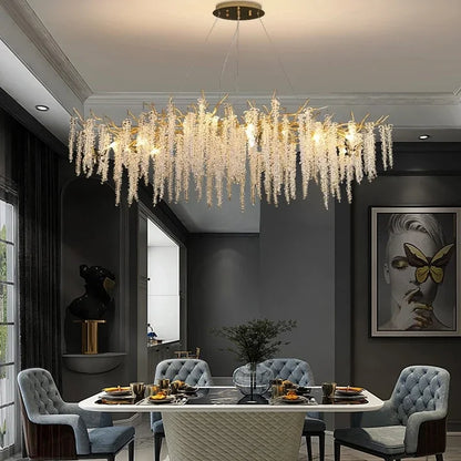 DecorBites™ Crystal Tassel Chandelier: Luxury LED Pendant Lights for Living Room, Hall & Restaurant
