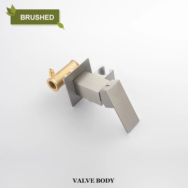 DecorBites™ Bidet Faucet Shower Mixer: Cold Hot Water Tap, Brass, Square Sprayer Head