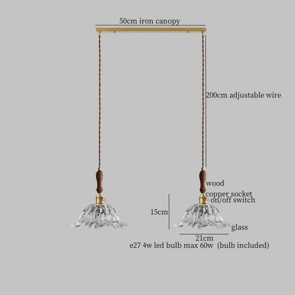 DecorBites™ Glass LED Pendant Lamp Petal Lampshade for Bedroom Living Dining Room