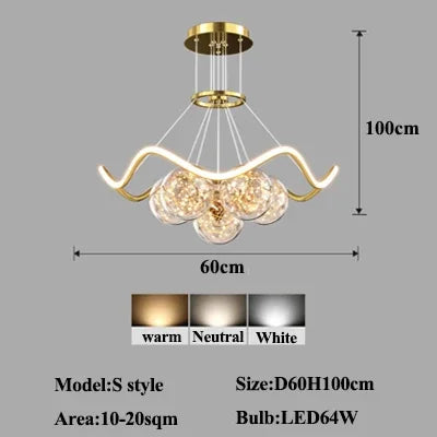 DecorBites™ Bubble Pendant Chandelier: Modern Dimmable LED Lighting for Home Decor