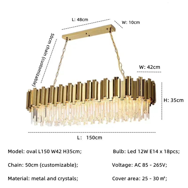 DecorBites™ Golden Luxury LED Crystal Chandelier for Hotel Living Room Ceiling Lighting