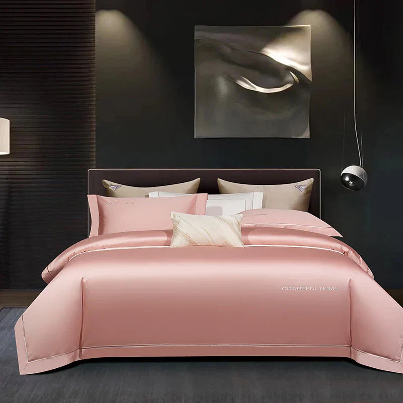 DecorBites™ 1000TC Egyptian Cotton Embroidery Bedding Set with Duvet Cover, Sheet, Pillowcase