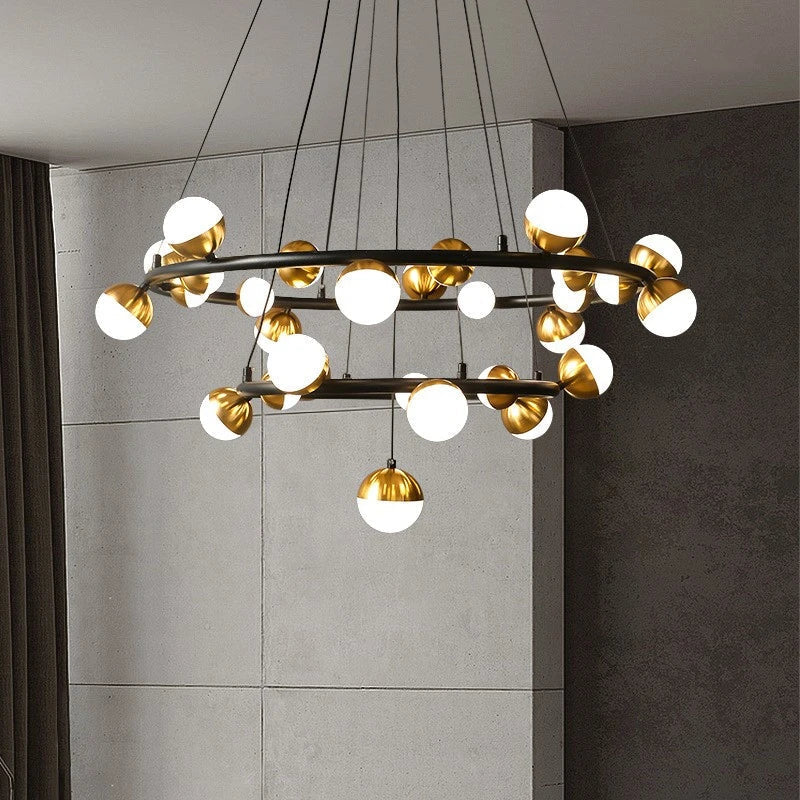 Lámpara de Araña LED Decorbites™ Gold Balls: Iluminación Redonda Art Deco con Bolas de Acrílico para Decoración del Hogar