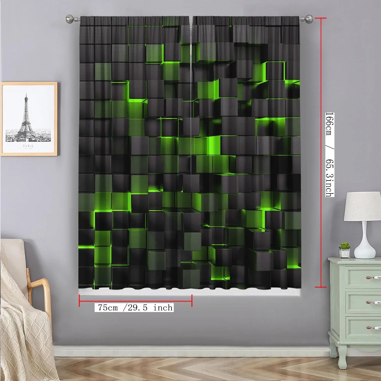 Decobites Translucent Grid Rod Pocket Curtains: Mysterious Home Decor for Kitchen, Coffee Shop & Living Room