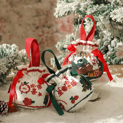 DecorBites™ Christmas Eve Apple Bag: Festive Handheld Gift Bag for Santa Candy 和 Children