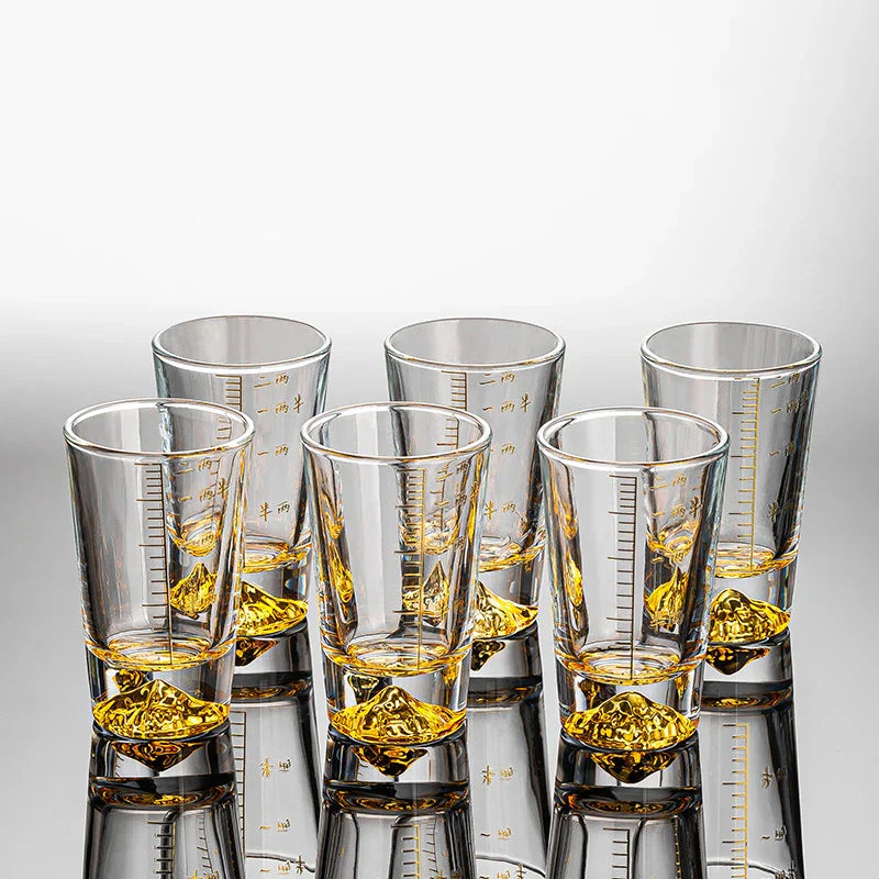 DecorBites™ Clear Glass Liquor Cup Set 2oz Chinese Spirit Drinking Glasses with Graduated Line